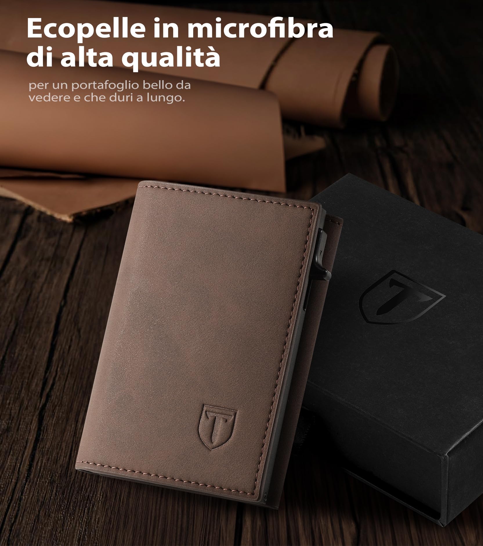 TENBST Card Holder portafoglio slim 8 carte Nero RFID
