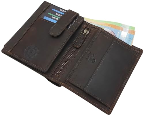 myledershop Herren Geldbörsen Modello 1 portafoglio verticale marrone RFID
