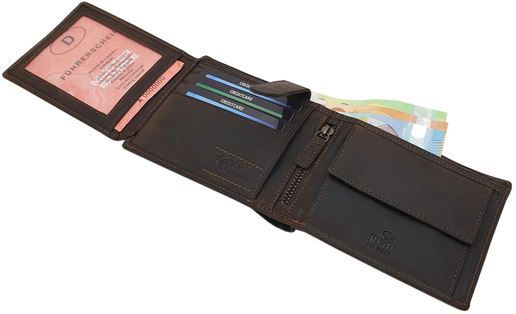 myledershop Herren Geldbörsen Modello 2 portafoglio orizzontale marrone RFID