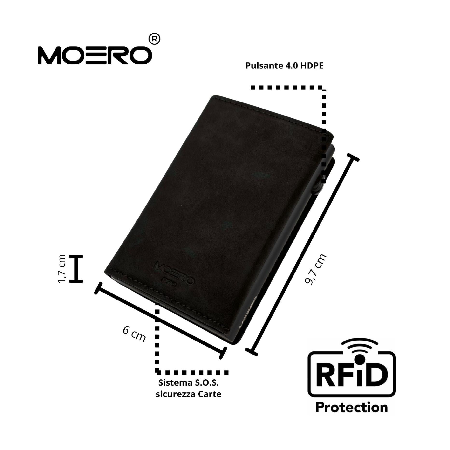 Moero Linea PRO PRO Vintage portafoglio nero RFID magnetico vegano