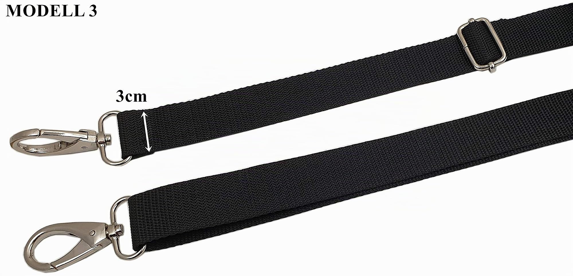 myledershop Tragegurte Modello 3 tracolla nera 3 cm regolabile