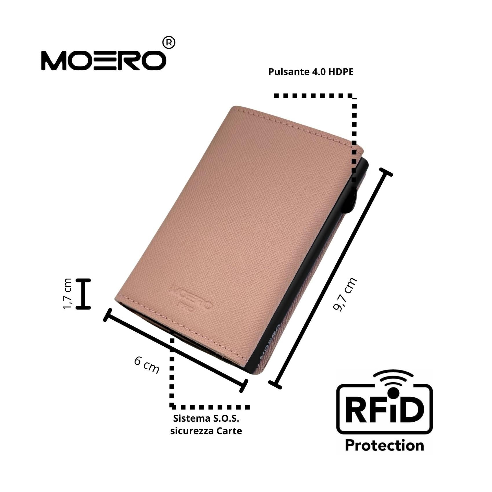 Moero Linea PRO PRO Saffiano portafoglio rosa RFID