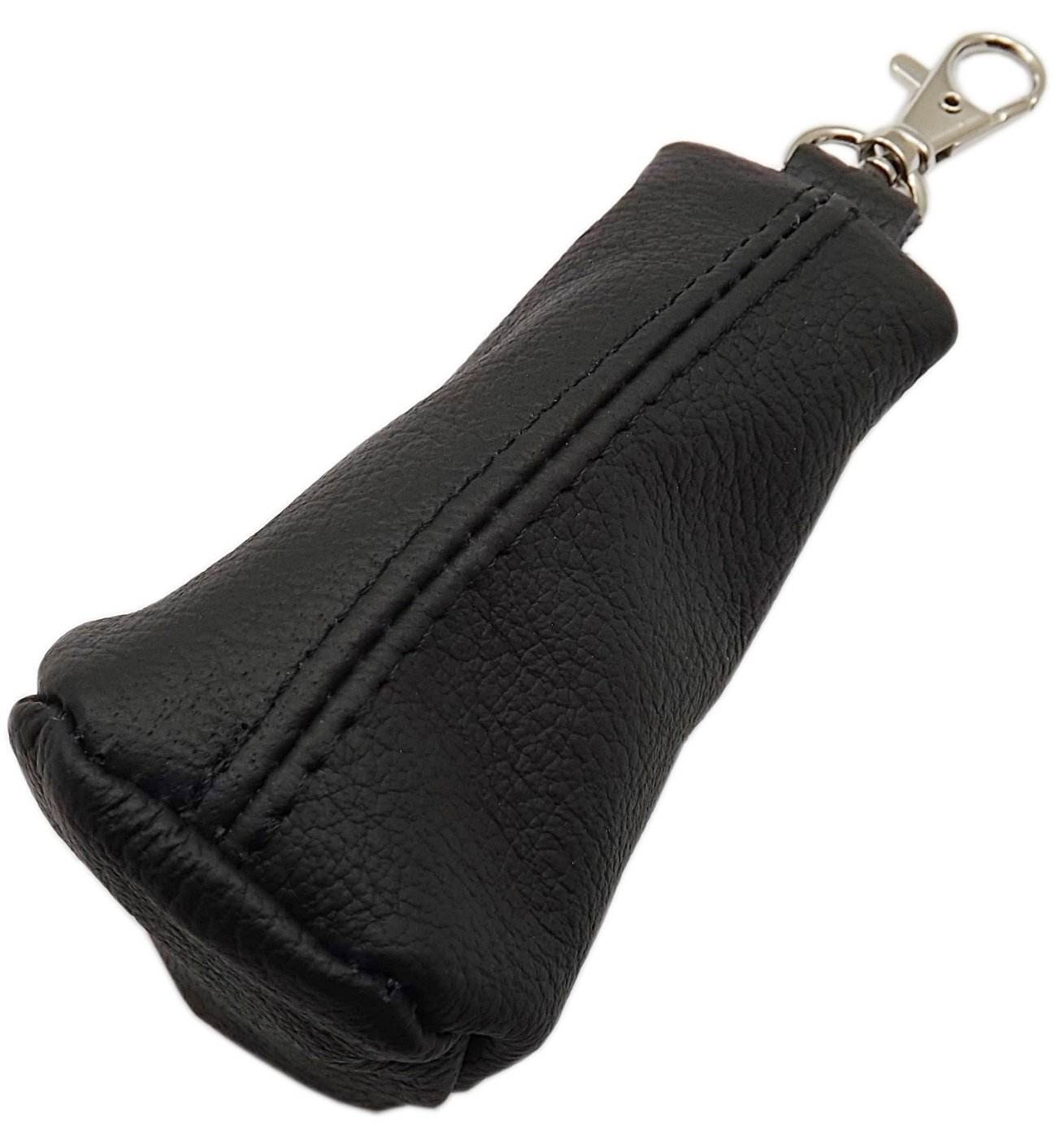 myledershop Schlüsseltaschen portachiavi in pelle nero con moschettone