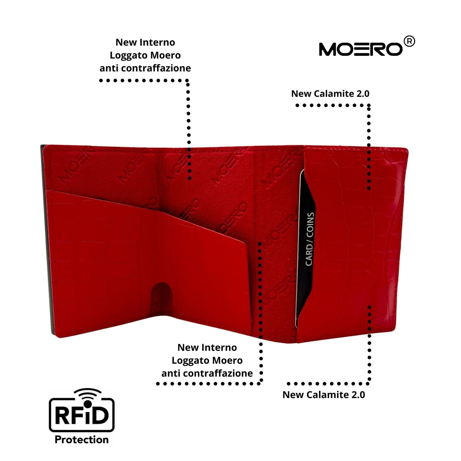 Moero Linea PRO Zip Croco portafoglio rosso con portamonete