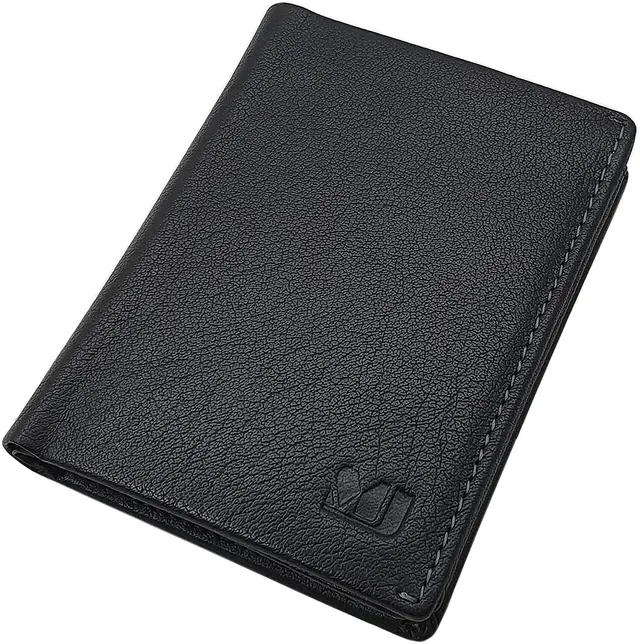 myledershop Herren Geldbörsen portafoglio da uomo nero in pelle di bufalo RFID