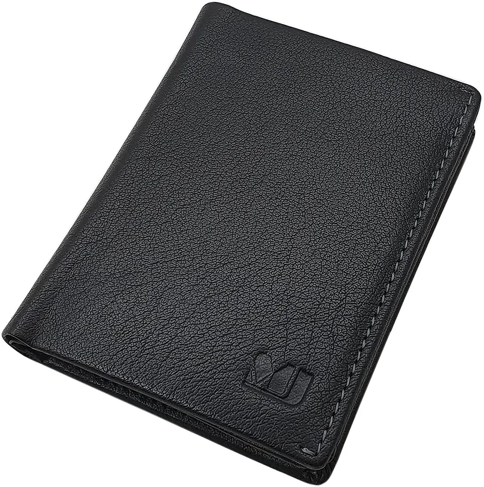 myledershop Herren Geldbörsen portafoglio da uomo nero in pelle di bufalo RFID