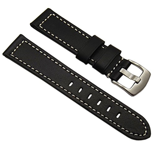 myledershop Uhrenarmbänder cinturino per orologio 20 mm nero in pelle di vitello
